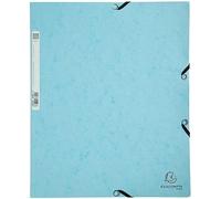 Exacompta 55528E Aquarel - Carpeta con gomas elásticas (3 solapas en cartulina satinada, 400 g/m2, para archivar documentos A4, color azul pastel