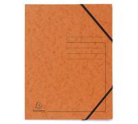 Exacompta 555414E - Lote de 5 Carpetas elásticas sin solapas, con impresión de líneas en la portada, para identificación de carpetas en cartulina lustrada, 355 g/m2, color naranja