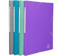 Exacompta - 55650E - Juego de 4 subcarpetas elásticas Teksto - Capacidad Maxi 3 bolsillos con tapeta - en cartulina estucada - dimensiones 24 x 32 cm para documentos formato A4 - colores surtidos