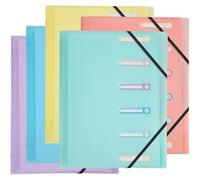 Exacompta 56170E - Cartón de 10 clasificadores Chromaline Pastel - 3 solapas - con elásticos y ventanas recortadas - cubierta e interior de PP - 6 compartimentos - Dim 25 x 32 cm - para A4 - surtidos