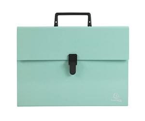 Exacompta - 56763E - 1 clasificador de maletas con asa Aquarel - fuelle reforzado multicolor - cierre de botón clip - 18 compartimentos - tamaño 32x24 cm - para A4 - color verde pastel