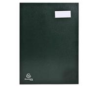 Exacompta - 57023E - 1 bloc de firma ejecutivo - dorso de lona - portaetiquetas - tapa de plástico - 20 tarjeteros rosas con 3 perforaciones - 24x35 cm - color verde