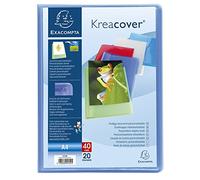 Exacompta 5729E Carpeta de 20 fundas (40 vistas) Kréacover chromaline cubierta personalizable de polipropileno semi-rigido bolsillos interiores lisos alta transparencia Color Aleatorio, 389864