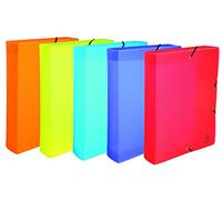 Exacompta - 5987E - Juego de 8 archivadores con gomas Linicolor - en polipropileno - lomo 6 cm - dimensiones 25 x 33 cm - para formato A4-5 colores surtidos - se entregan montados