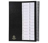 Exacompta - 621226E - 1 clasificador Ordonator - lomo extensible - pestañas de plástico - tapa dura - 26 compartimentos alfanuméricos - tamaño 25x33 cm - para A4 - color negro