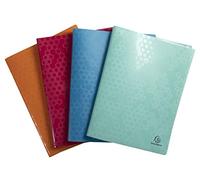 Exacompta - 88750E - Pack de 4 protectores de documentos Maïa - 50 bolsillos de cristal liso - 100 vistas - para A4-24 x 32 cm - funda semirrígida de polipropileno reciclado - 4 colores surtidos