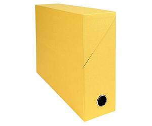 Exacompta 89529E - Caja para proyectos (lomo de 90 mm, papel recubierto de tela), color amarillo