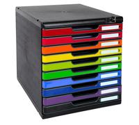 Exacompta, archivador de cajones MODULO 332014D, formato A4, 10 cajones de colores, con cerradura