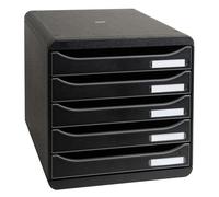 Exacompta 309714D - Módulo individual con 5 cajones para documentos A4+, ultra-rígido, cajones abiertos, con stop de seguridad - 347x278x271 mm - BIG-BOX PLUS -Negro