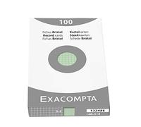 Exacompta Bristol - Tarjeta de registro, Cuadrícula (5x5), A5, paquete de 100 tarjetas, Cuadrícula (5x5), Verde, A5, paquete de 100 tarjetas