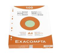 Exacompta Bristol - Tarjeta de registro, Cuadrícula y perforado, A4, paquete de 100 tarjetas, Cuadrícula y perforado, Surtido (Azul/Amarillo/Verde/Rosa), A4, paquete de 100 tarjetas