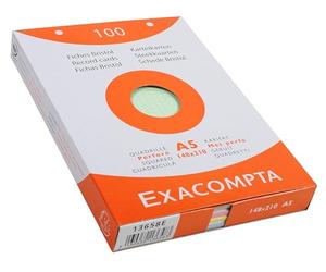 Exacompta Bristol - Tarjeta de registro, Cuadrícula y perforado, A5, paquete de 100 tarjetas, Cuadrícula y perforado, Surtido (Azul/Amarillo/Verde/Rosa), A5, paquete de 100 tarjetas