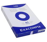 Exacompta Bristol - Tarjeta de registro, Liso, A5, paquete de 100 tarjetas, Liso, Blanco, A5, paquete de 100 tarjetas