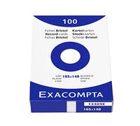 Exacompta Bristol - Tarjeta de registro, Liso, A6, paquete de 100 tarjetas, Liso, Blanco, A6, paquete de 100 tarjetas