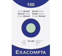 Exacompta Bristol - Tarjeta de registro, Liso, A7, paquete de 100 tarjetas, Liso, Verde, A7, paquete de 100 tarjetas