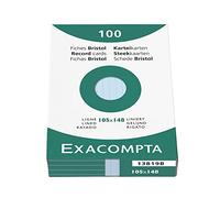 Exacompta Bristol - Tarjeta de registro, Rayado, A6, paquete de 100 tarjetas, Rayado, Azul, A6, paquete de 100 tarjetas