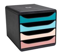 Exacompta, caja con cajones modelo SKANDI, referencia 310606D, con 4 cajones, dimensiones 347 x 278 x 267 m, color gris