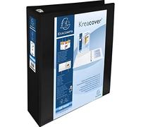 Exacompta carpeta 4 anillas mixtas 60mm kreacover forrada pp a4+ personalizable 3 bolsos exteriores negro