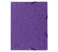 Exacompta, carpeta de 25 hojas con goma elástica, 3 compartimentos para tarjetas, papel estucado de 355 g/m², formato A4, color violeta, modelo 55408E