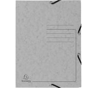 Exacompta, carpeta de 25 hojas con goma elástica, 3 compartimentos para tarjetas, papel estucado de 355 g/m², formato A4, color gris, modelo 55423E