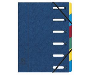 Exacompta, carpeta de organización tipo "armónica", con goma elástica, colección Colorspan, 6 compartimentos, formato DIN A4, color azul