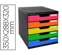 Exacompta Fichero de sobremesa Arlequin con 5 cajones multicolores