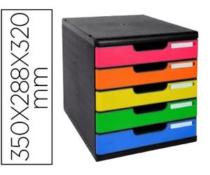 Exacompta Fichero de sobremesa Arlequin con 5 cajones multicolores