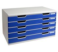 Exacompta Modula Classic 322003D - Cajonera (tamaño A3, 5 cajones), color azul y gris