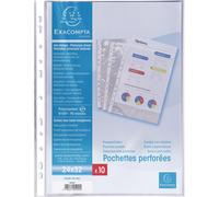 Exacompta, paquete de 10 fundas de plástico transparente perforadas, tamaño 24x32 cm, formato vertical, modelo 5990E
