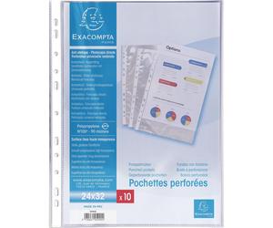 Exacompta, paquete de 10 fundas de plástico transparente perforadas, tamaño 24x32 cm, formato vertical, modelo 5990E