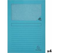 Exacompta, paquete de 100 fundas transparentes con solapa, formato A4 (22x31 cm), color azul claro, modelo 50106E