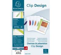 EXACOMPTA Paquete de 25 carpetas con clip giratorio A4 Clip-Design transparente