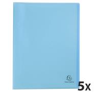 Exacompta, paquete de 5 carpetas de plástico con fundas transparentes, color pastel, 80 fundas transparentes, formato DIN A4