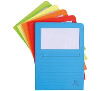 Exacompta, paquete de 50 carpetas con ventana, formato estándar, A4, de cartón, en colores azul, verde, naranja, rojo y amarillo, acabado mate, formato vertical