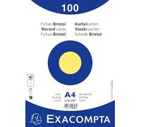 Exacompta - Ref. 10326E - Caja de 10 paquetes de 100 fichas bristol lisas sin perforar - en película - formato 210 x 297 mm - color amarillo