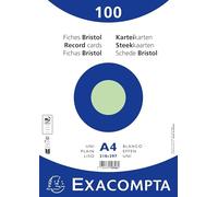 Exacompta - Ref. 10346E - Caja de 10 paquetes de 100 fichas bristol lisas sin perforar - en película - formato 210 x 297 mm - color verde