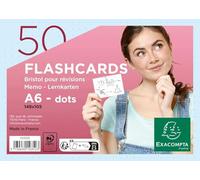 Exacompta - Ref. 10352E - Caja de 19 paquetes de 50 flashcards en película + anillo - bristol dots perforado - tarjetas de revisiones - 148 x 105 mm formato A6 - color azul