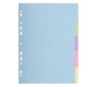Exacompta Ref. 106E - Caja de 30 separadores de tarjetas Forever de 170 g/m2 de color pastel con 6 pestañas neutras - Tamaño 17 x 22 cm - Colores pastel surtidos