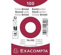 Exacompta - Ref. 10700SE - Caja de 40 paquetes de 100 fichas bajo película - Bristol dots sin perforar - formato 74 x 105 mm - Papel Clairefontaine certificado PEFC - color blanco