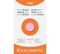 Exacompta - Ref. 13271E - Caja de 10 cajas de 100 fichas bristol cuadrículas 5x5 sin perforar, formato 75 x 125 mm, colores surtidos