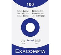 Exacompta - Ref. 13300B - Caja de 10 cajas de 100 fichas Bristol lisas sin perforar - formato 74 x 105 mm - color blanco