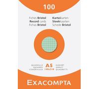 Exacompta - Ref. 13378E - Caja de 10 cajas de 100 fichas bristol cuadrículas 5x5 sin perforar, formato 148 x 210 mm, colores surtidos