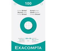 Exacompta - Ref. 13602E - Caja de 10 cajas de 100 fichas Bristol cuadrículas 5x5 perforadas - formato 100 x 150 mm - color blanco