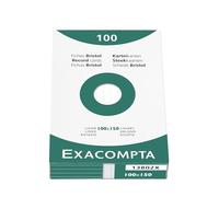 Exacompta - Ref. 13802X - Caja de 10 cajas de 100 fichas bristol con líneas no perforadas, formato 100 x 150 mm, compatible con impresora de inyección de tinta, láser y fotocopiadora, color blanco