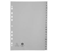 Exacompta - Ref. 1720B - Caja de 25 separadores impresos alfabéticos PP reciclado gris A-Z (alfabeto alemán) - 20 posiciones - A4 - Gris