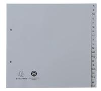 Exacompta - Ref. 1723B - Caja de 25 separadores impresos alfabéticos PP reciclado gris A-Z (alfabeto alemán) - 20 posiciones - 2/3 A4 - Gris