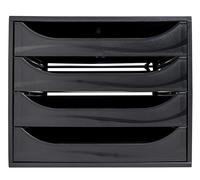 Exacompta - Ref 228014D - Juego de cajones EcoBox - 248 x 284 x 234 mm, 4 cajones, apto para documentos A4+, apilable, función de parada de seguridad - EcoBlack