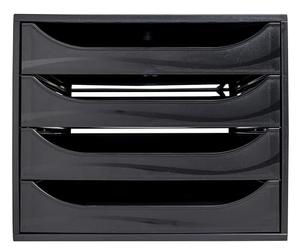 Exacompta - Ref 228014D - Juego de cajones EcoBox - 248 x 284 x 234 mm, 4 cajones, apto para documentos A4+, apilable, función de parada de seguridad - EcoBlack