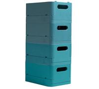 Exacompta - Ref. 27134D - Cartón de 4 cajas plegables, taquillas, multiusos SMARTCASE - Se envían en plano, dimensiones no plegadas: Prof.27,6 x anchura. 18,8 x Alto. 12 cm - Azul pacífico