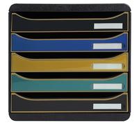 Exacompta - Ref. 309505D - Módulo de clasificación, almacenamiento BIG BOX+ Neo Deco - Caja de 5 cajones para documento A4+ Dimensiones externas. Profundidad: 34,7 x ancho 27,8 x altura 27,1 cm